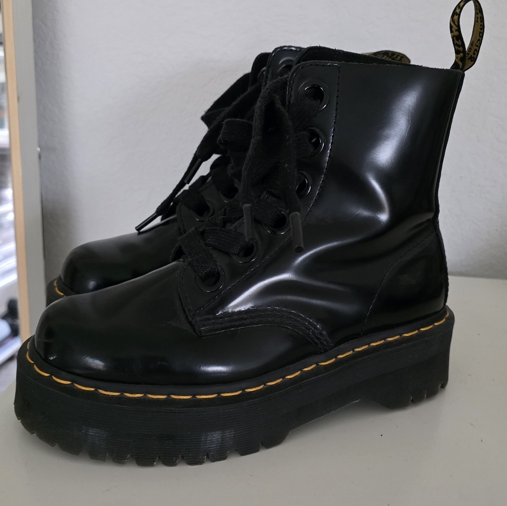 Dr Martens MOLLY Women's Leather Platform Boots - Picture 4 of 6